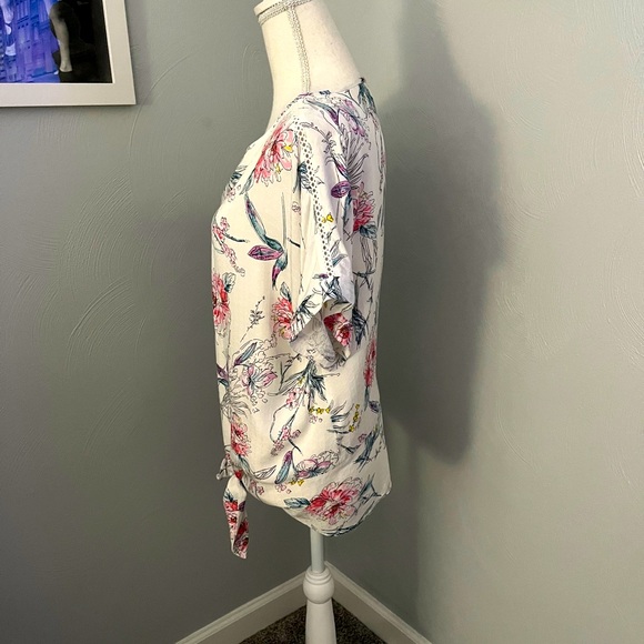 BUFFALO David Bitton Women’s Floral Tie Front Top Size M - Picture 3 of 4